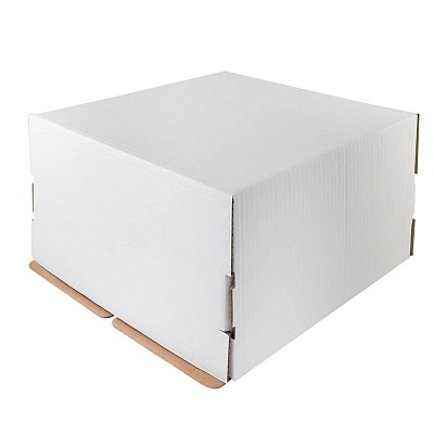 Коробка картонная для торта 300х300х190мм для до 2 кг 3-слойная, крышка + дно цвет Белый/Бурый (х1/20)